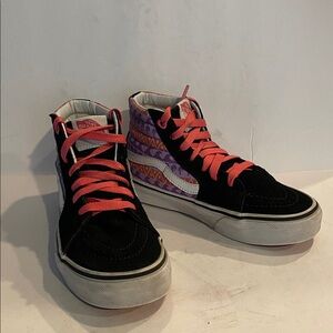 Vans SK8 Pink Helmet Posse Black High-Top Patterned Skate Shoes